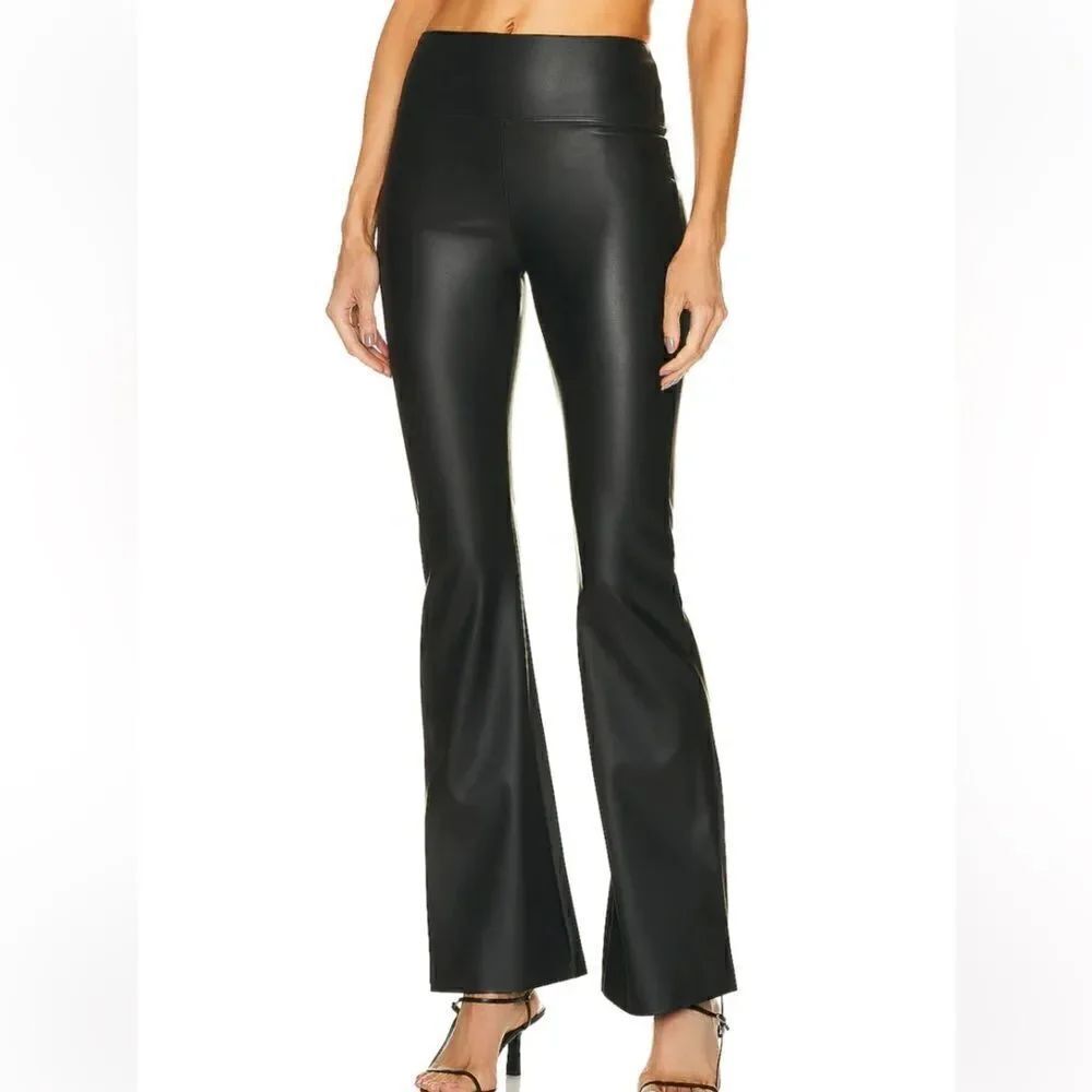 New Enza Costa Matte Vegan Leather Bootcut Legging - Black- XS